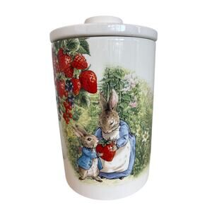 Peter Rabbit Canister Cookie Jar Beatrix Potter Momma Strawberries Easter